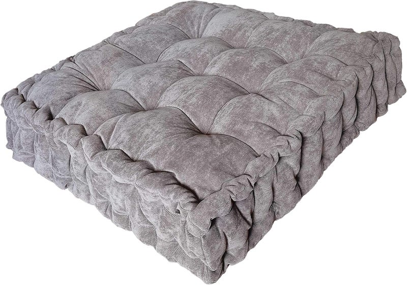 Verpert Floor Pillow 25x25 Inch, Square Meditation Cushion Floor Seating for Adults, Oversized Tufted seat Cushion Reading Nook for Kids, Yoga Meditation Pillow for Sitting on Floor-Gray - Image 1